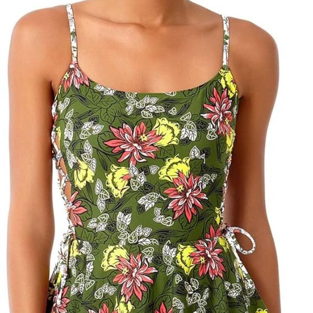Anne Cole Green Floral One Piece Swimsuit
